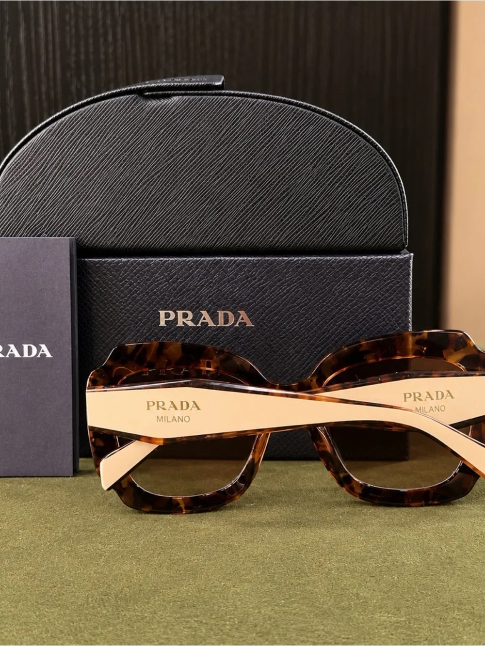 Prada Tortoiseshell Square Women's Sunglasses with Gradient Brown Lenses